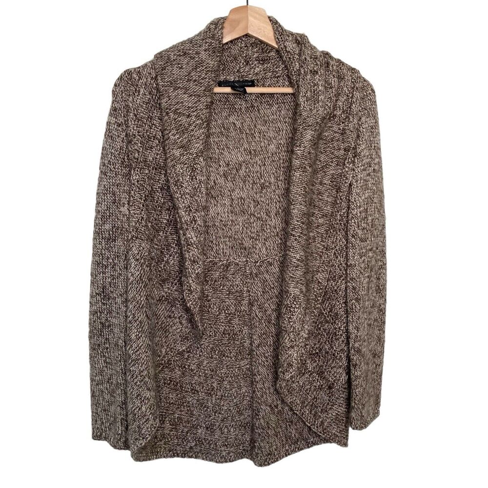 Elena Solano Womens M Beige Wool Blend Open Front Cardigan Sweater